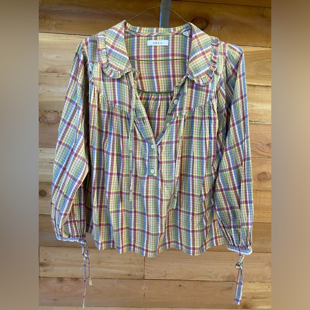 Doen Colorful Plaid Blouse